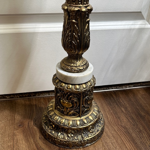 Vintage Floor Ashtray Decorative Antique Brass Marble And Glass Retro - Picture 4 of 4